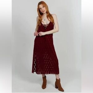 Band of the Free Lila Midi Slip Dress Size Medium Merlot Maroon Red NWT